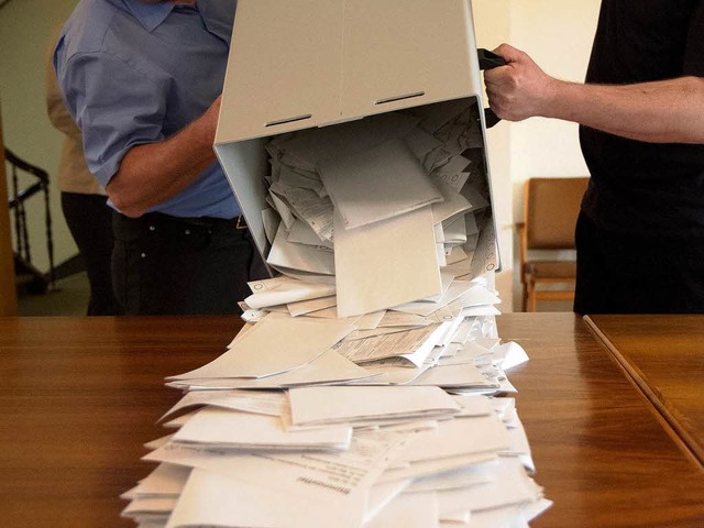 Auszhlung der Stimmzettel zur Europawahl  | Foto: Daniel Fleig