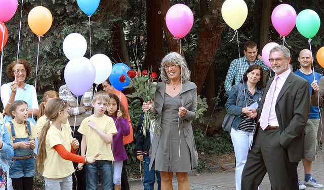 Rote Rosen, bunte Ballons: Adieu Annette Wortmann   | Foto: f. lEonhardt