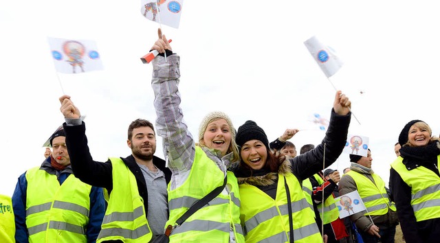 Im Februar demonstrierten franzsische...npassungsplne leicht modifiziert um.   | Foto: Guy Greder