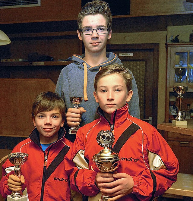 Geehrt wurden Michael Schweizer, Justi...tle und Noah Weinke als Jugendmeister.  | Foto: Schweizer