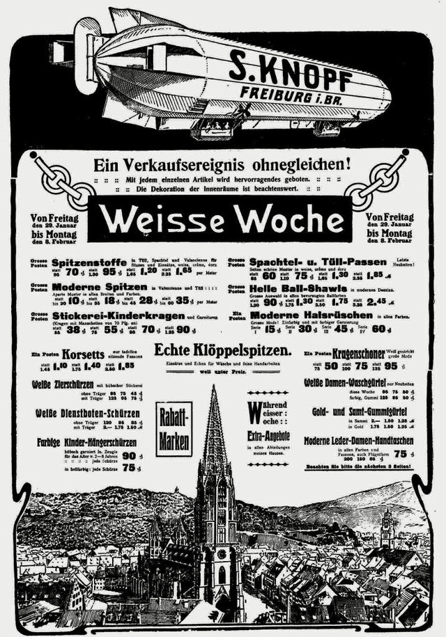 Anzeige aus der &#8222;Freiburger Zeitung&#8220;, 1909  | Foto: Unibibliothek Freiburg