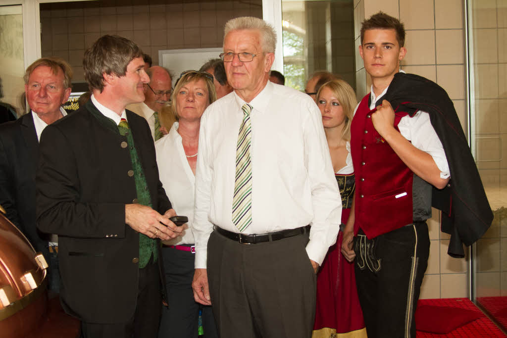 Ministerprsident Winfried Kretschmann beim Rundgang durch die Brauwelt