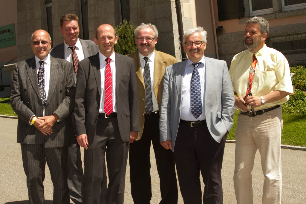 Politische Prominenz (von links):  1. Landesbeamter Jrg Gantzer, Herbert Kiefer, Christian Behringer, Thomas Kaiser, Helmut Kaiser und Michael Scharf