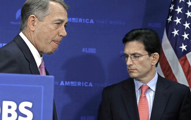 Lange Gesichter: John Boehner (links) und sein politischer Zgling Eric Cantor    | Foto: AFP