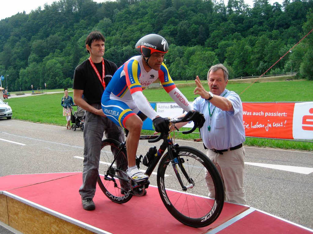 Victor Hugo Garrido Marquez aus Venezuela am Start zum Einzelzeitfahren am Samstag in Prechtal.