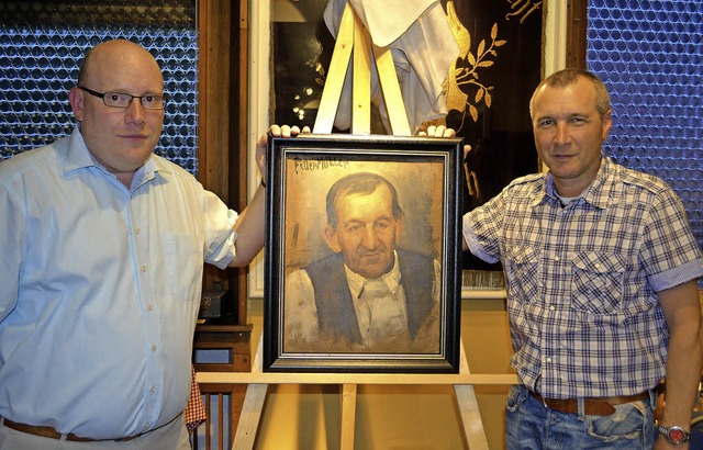 Die beiden Vorsitzenden des HGA Elzach...220;, gemalt  von Lovis Corinth, vor.   | Foto: N. Bayer