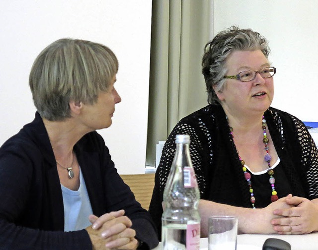 Die Autorin Renate Klppel und Helene Beitler alias Maria  | Foto: Georg Vo