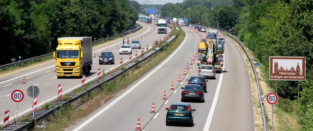 Asphaltsanierung auf der Rheintalautobahn A5 zwischen Herbolzheim und Teningen  | Foto: Hans-Peter Ziesmer