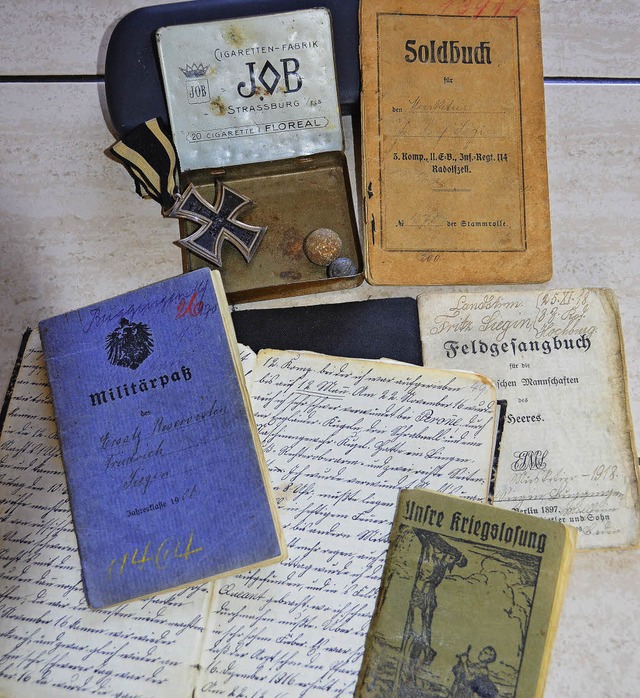 Dokumente von Friedrich Siegin aus dem Ersten Weltkrieg   | Foto: Umiger