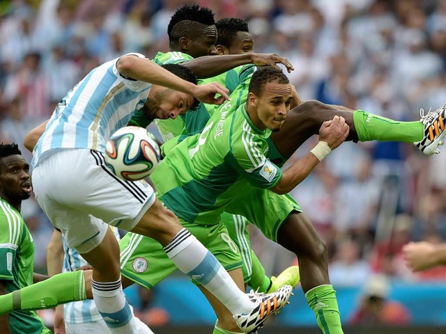 Nigeria verliert gegen Argentinien und...h im Achtelfinale der WM in Brasilien.  | Foto: AFP