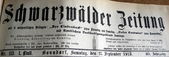 Die Schwrzwlder Zeitung erschien zum...chfolgeblatt des Bonndorfer Anzeigers.  | Foto: Uli Schulze