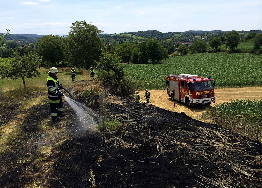 Schneller Einsatz begrenzt Schaden: Di...m einen größeren Flächenbrand löschen.  | Foto: Feuerwehr Herbolzheim