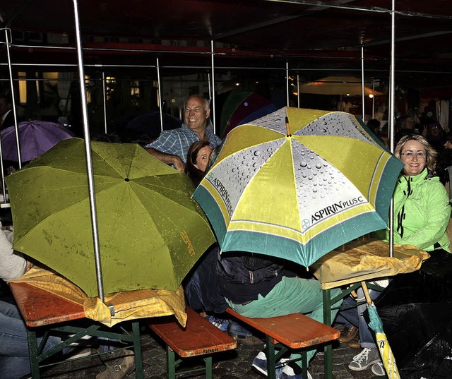 Auch das war das Brckenfest 2014: Str... unter Schirmen verkrochene Besucher.   | Foto: Frank Linke