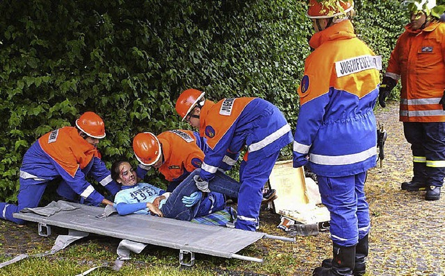 In Praxis und Theorie bten sich  die Murger Floriansjnger.  | Foto: Feuerwehr