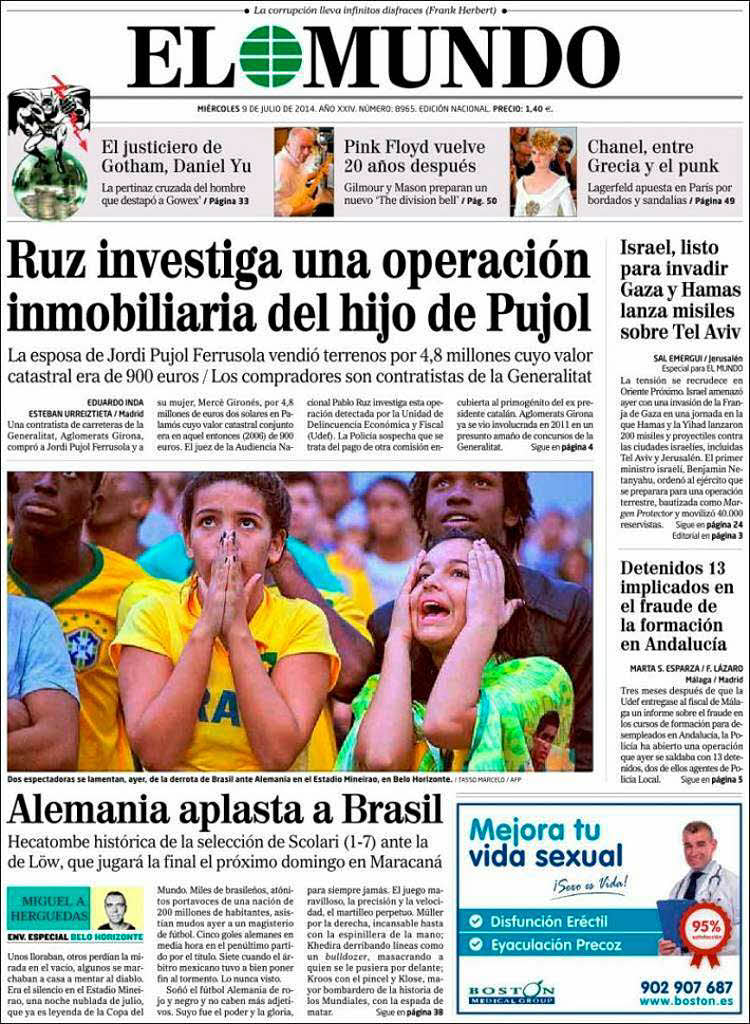 „Deutschland zermalmt Brasilien“ - El Mundo, Spanien