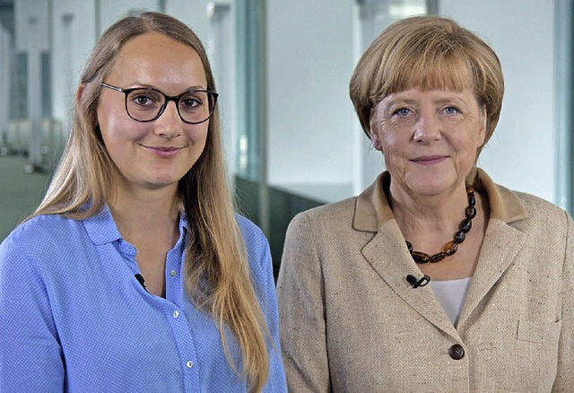 Jade Treffeisen interviewte Bundeskanzlerin Angela Merkel in Berlin.   | Foto: Bundespresseamt