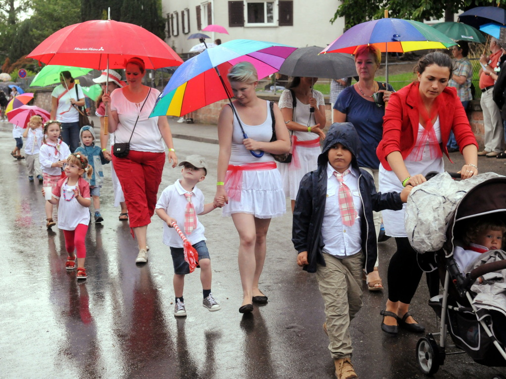 Mehr als 60 Gruppen zogen beim Festumzug mitten durch Oberweier.