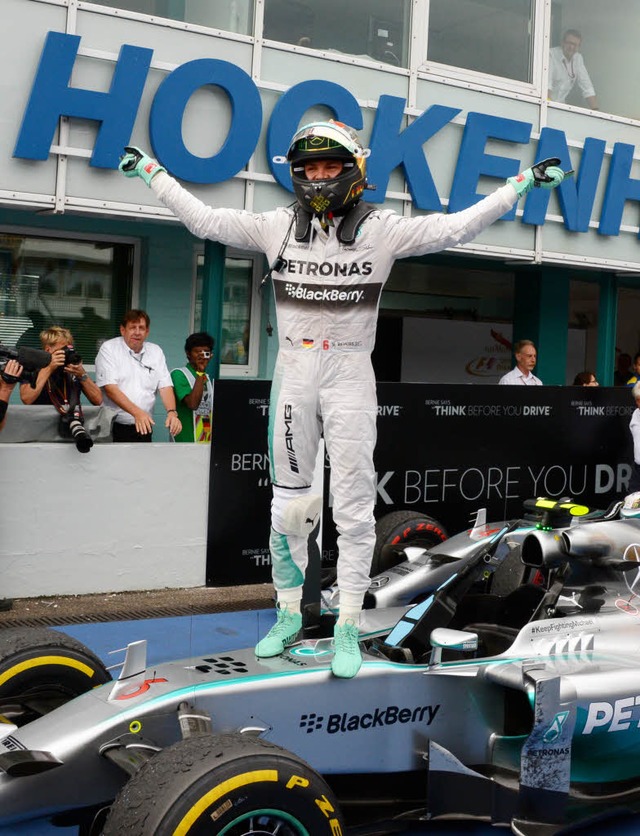 So sieht der Sieger auf seinem Auto au...einem Triumph auf dem Hockenheimring    | Foto: dpa