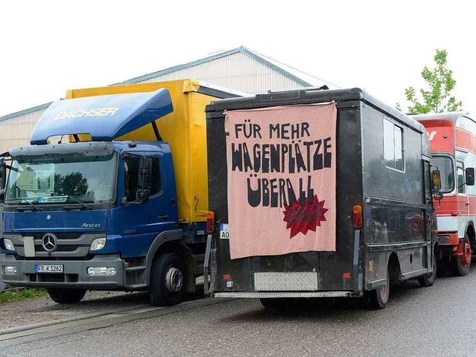 Wagenburgler besetzten ein Gel�nde in ...onstrieren f�r alternative Wohnformen.  | Foto: Rita Eggstein