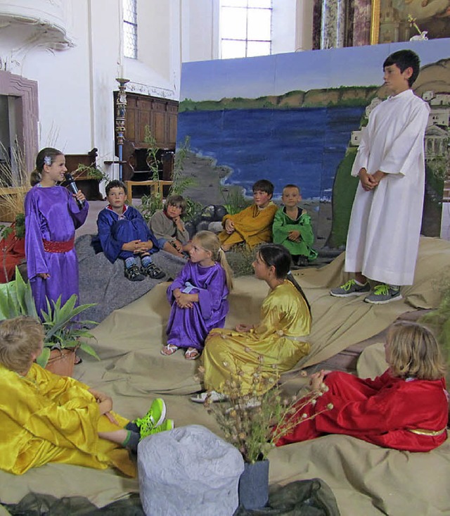 Szenische Einlagen zum Evangelium: Die...Kindergottesdienste fllt positiv aus.  | Foto: Privat