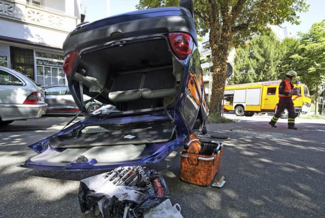 Der Unfall am 17. Juli, bei dem ein Wa...ren durch eine neue Vorfahrtsregelung.  | Foto: Patrick Seeger