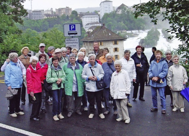 Die Wandergruppe am Rheinfall in Schaffhausen   | Foto: Karl-Heinz Naber