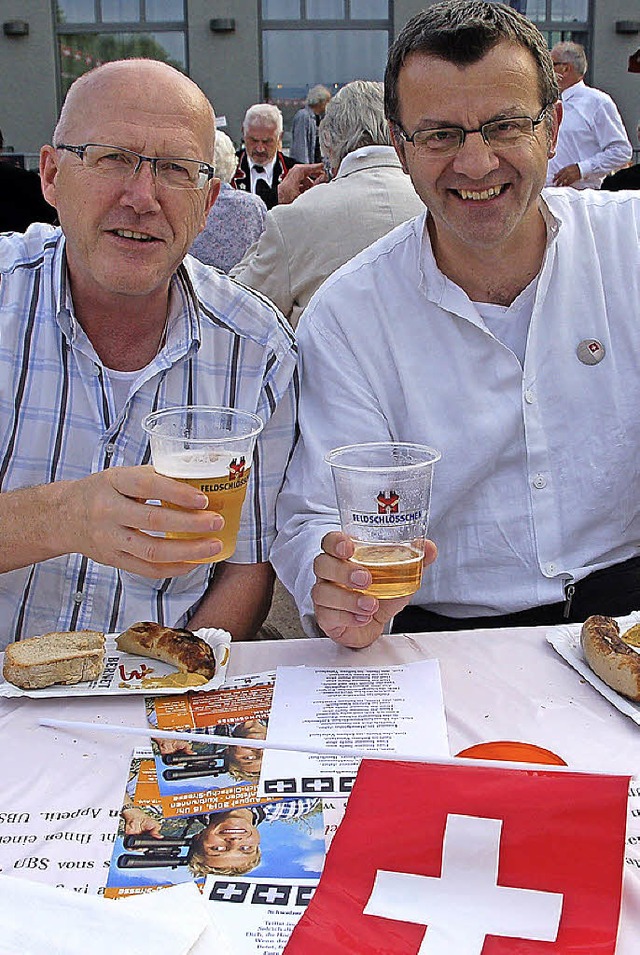 Letztmals als Amtstrger mit dabei: B...(links) mit Stadtammann Franco Mazzi.   | Foto: Petra Wunderle