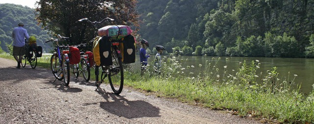 Zwischenstopp: Am Ufer der Saar gibt es bei jeder Pause etwas zu entdecken.  | Foto: Manuela Mller