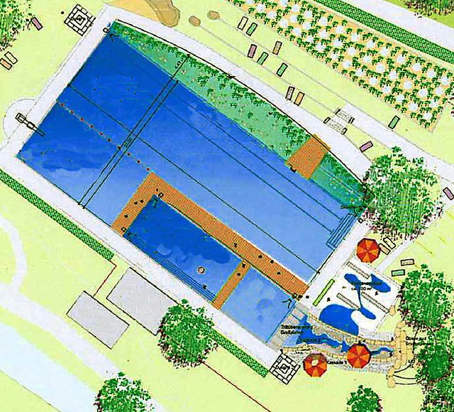 Der Naturbad-Entwurf, der vor geraumer...nauer Gemeinderat vorgestellt wurde.    | Foto: Entwurf: Wasserwerkstatt Bamberg
