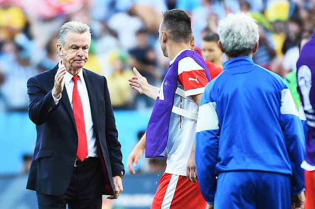 Ottmar Hitzfeld nach dem Spiel seiner ...us der WM trat er als Trainer zurck.   | Foto: dpa