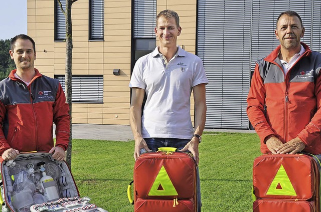 Als Erste vor Ort: Martin Obert, Ralf Wamer und Ralf Werden (von links).   | Foto: Julius Steckmeister