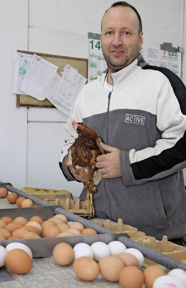 Nach 13 Jahren gibt Marc Stterlin das...ft mit den Eiern und den Hennen auf.   | Foto: Jrn Kerckhoff