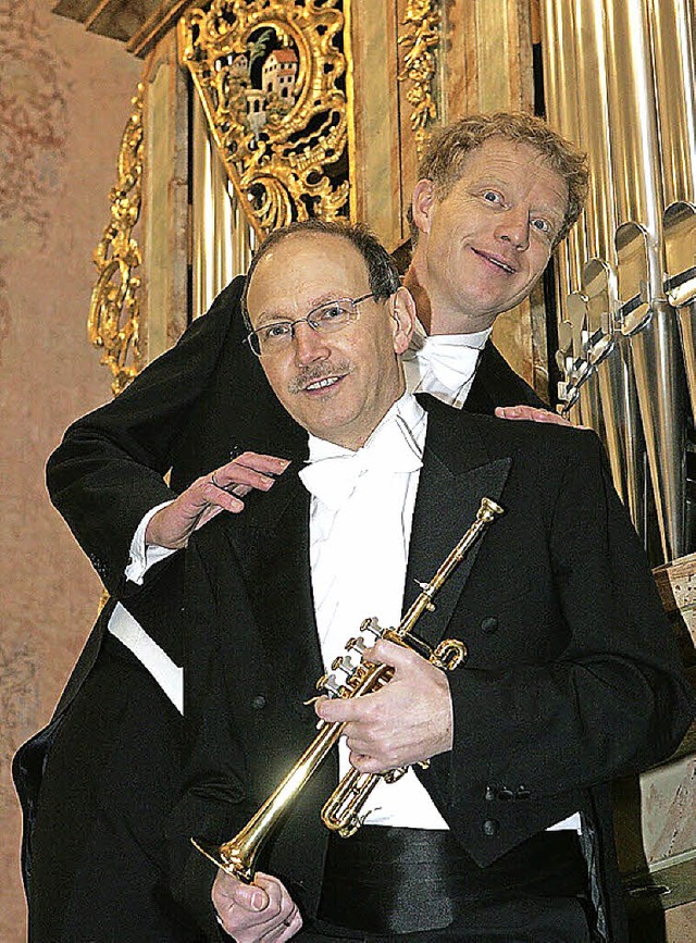 Begeisterten einmal mehr das Publikum ... Theis und Bernhard Kratzer (Trompete)  | Foto: Privat