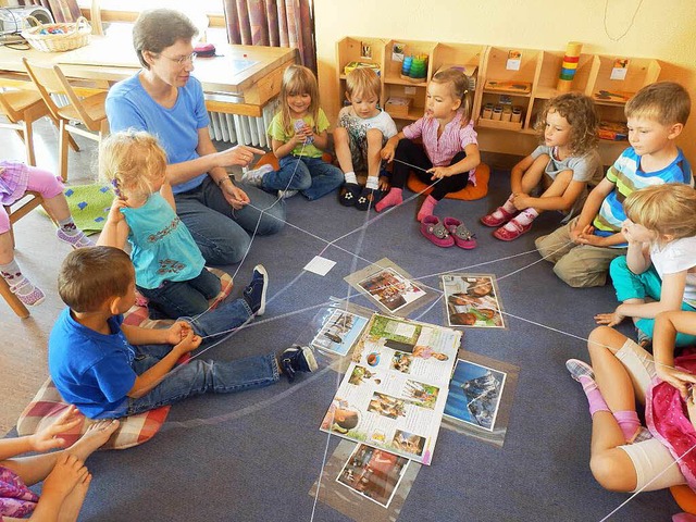 Ein Netzwerk wird geknpft: Projektlei... im Kindergarten Maximus in Lffingen.  | Foto: Veranstalter