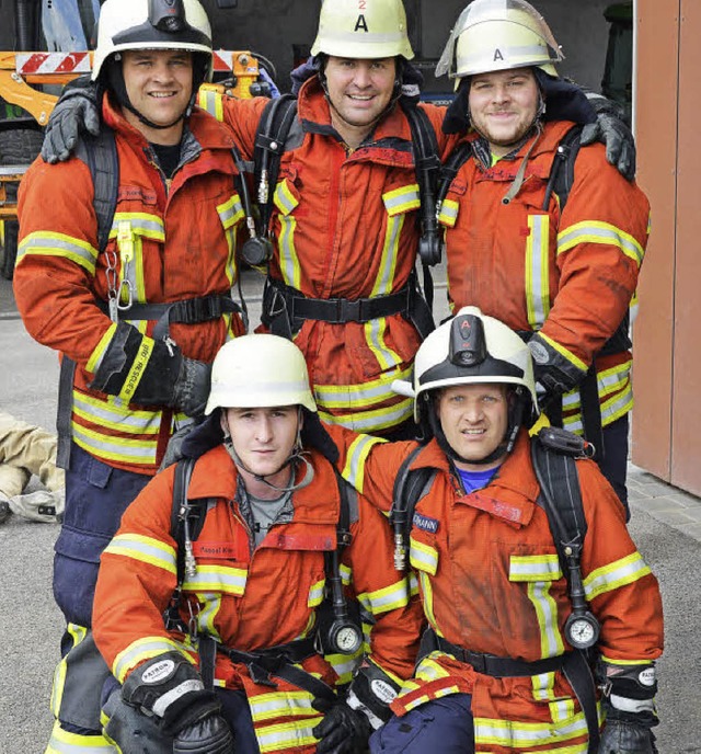 Max Nordmann, Stephan Junger, Manuel S...besten Feuerwehrleuten der Republik.    | Foto: Joel Salathe