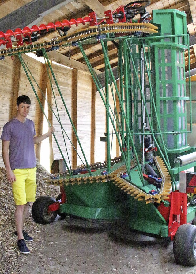Das ist der Energieholzernter, den Kilian Rebmann (22) erfunden hat.  | Foto: Gerda Oswald