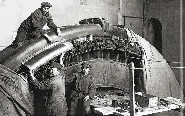 Im November 1913 wurde im Maschinenhau...nengruppen betriebsbereit.              | Foto: Energiedienst/Repro: Ernst Brugger