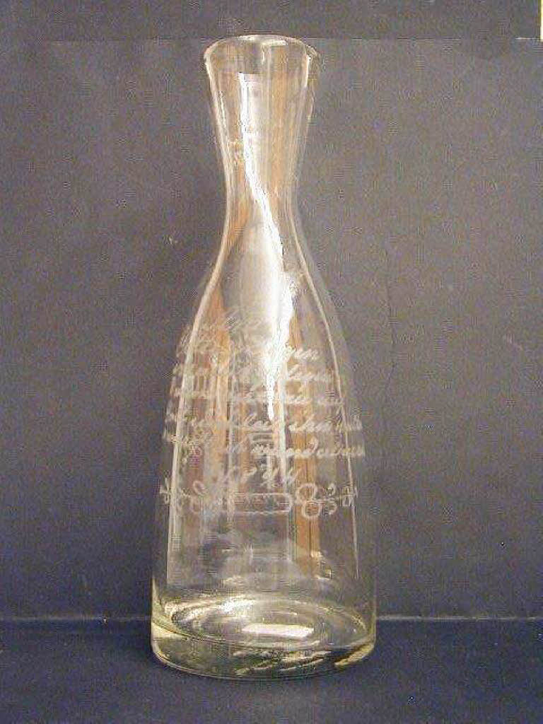 Glaskaraffe mundgeblasen, 1894 in der Glashtte in uele/Schwarzwald hergestellt