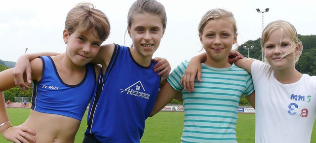 Die erfolgreichen Leichtathletik-Schl...ummle, Simea Thanei, Franziska Brasch.  | Foto: zvg