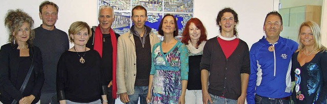 Knstler und  kunsthaus Team bei der F...ner, Romain Burgy, Ute Willmann-Menze.  | Foto: Joachim Frommherz