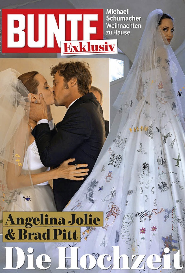Bunte-Cover: Angelina Jolie im Brautkleid   | Foto: dpa