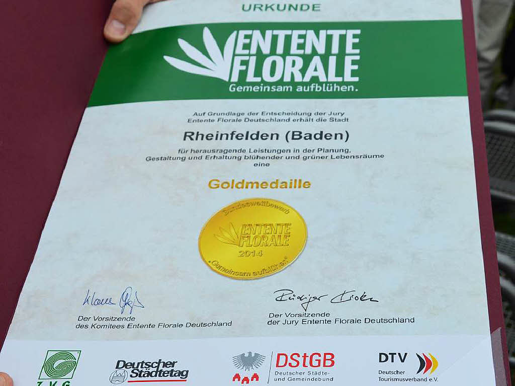 Der Besuch der Landesgartenschau in Gieen hat sich fr Rheinfelden gelohnt. Es gab eine Goldmedaille und einen Sonderpreis.