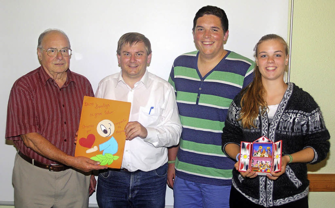 Wolfgang Deschler, Michael Latzel, Flo...ten ber den Besuch in Huancayo/Peru.   | Foto: Heiner Fabry