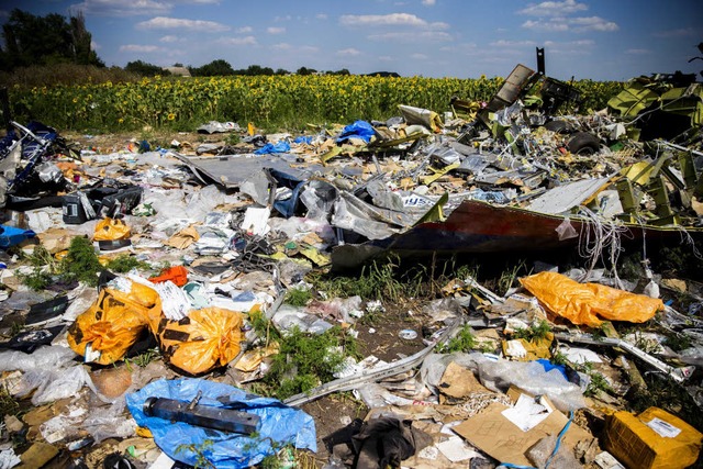 Ein kilometerweites Trmmerfeld &#8211...was von Flug MH17 brig geblieben ist.  | Foto: dpa