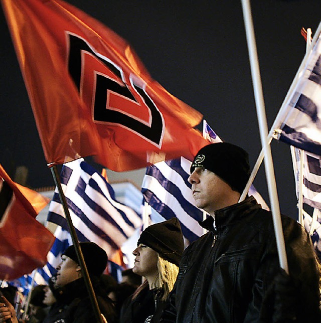 Griechenlands Rechtsradikale zeigen nazihnliche Symbole.    | Foto: AFP