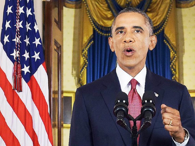 Obama whrend der Rede im Weien Haus Weien  | Foto: AFP