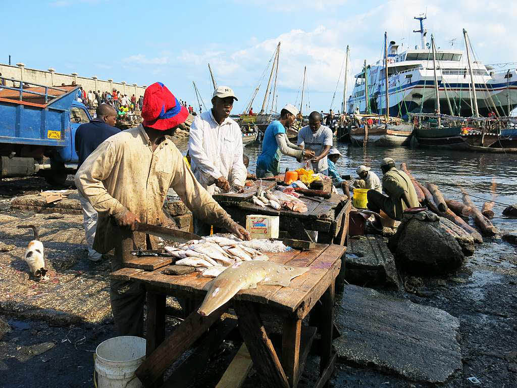 Auf dem Fischmarkt in Sansibar Stown Town