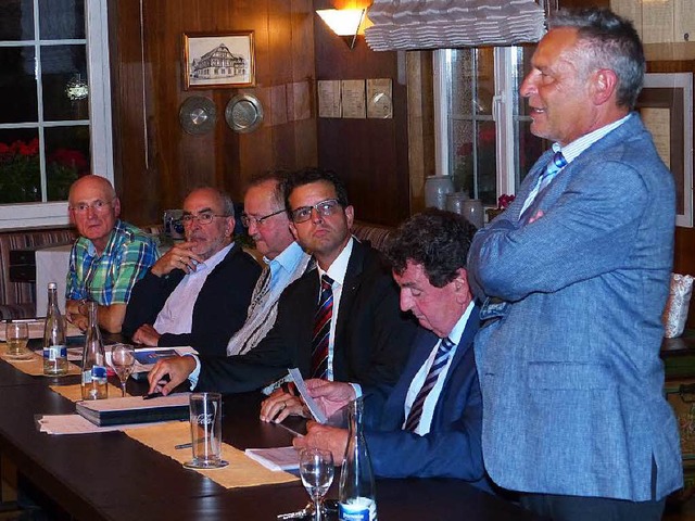 Das Podium im Gasthaus Sonne (von link...ahr), Brgermeister Klaus Jehle</Text>  | Foto: Frank Leonhardt