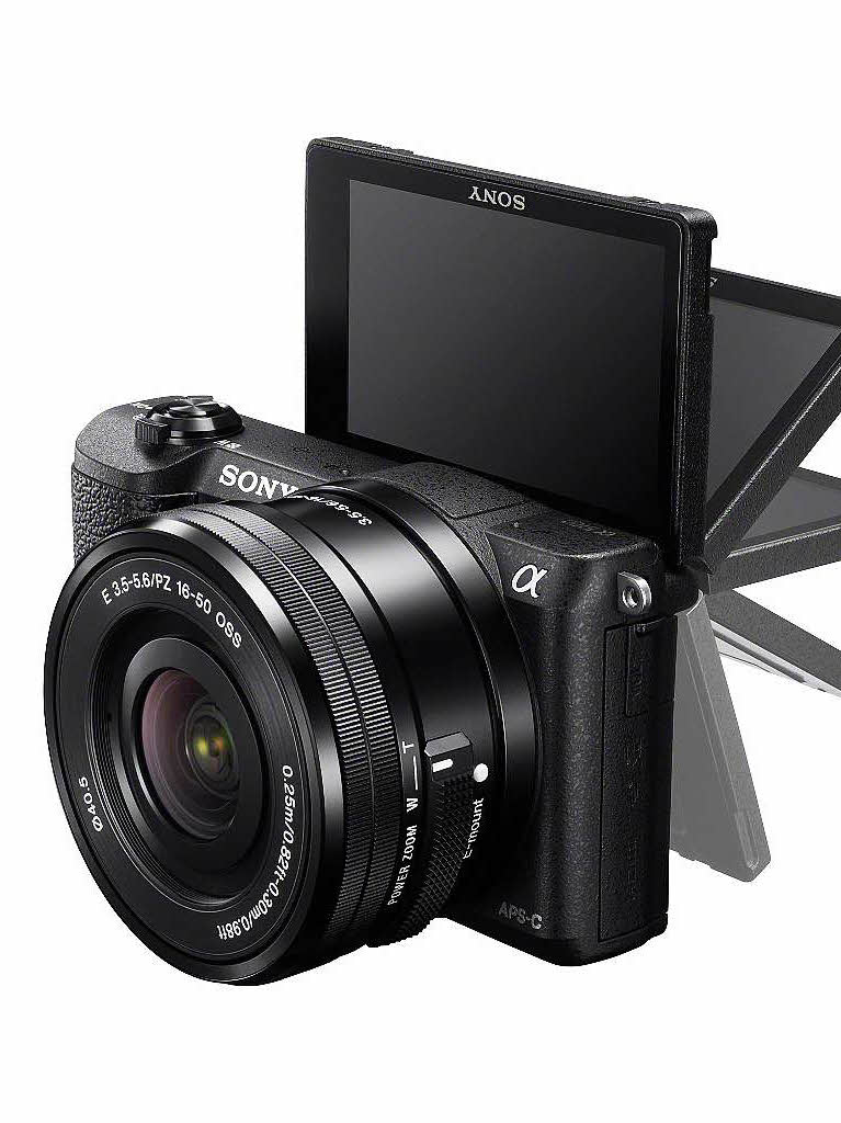 Verzichtet auch nicht auf ein flexibles Display:Die kompakte Systemkamera Alpha 5100 von Sony