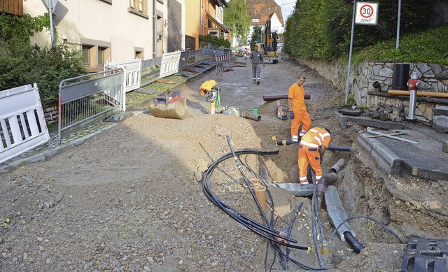 Wo immer in Lffingen eine Strae sani...rohr fr Glasfaser Kabel mit verlegt.   | Foto: Martin Wunderle